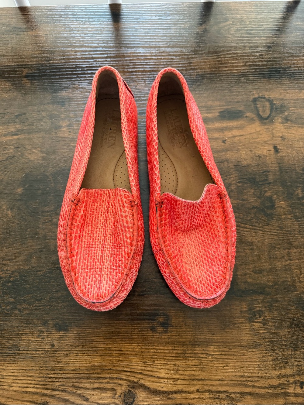 Ralph Lauren Coral Textured Slip-On Loafers